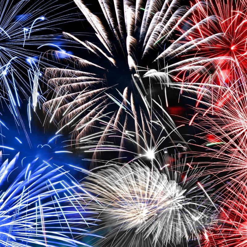 Red white and blue fireworks