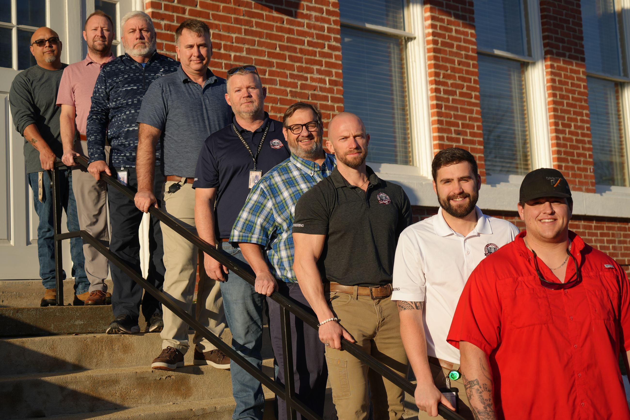 Town of Clayton’s Engineering Department pose for photo in front of Town Hall