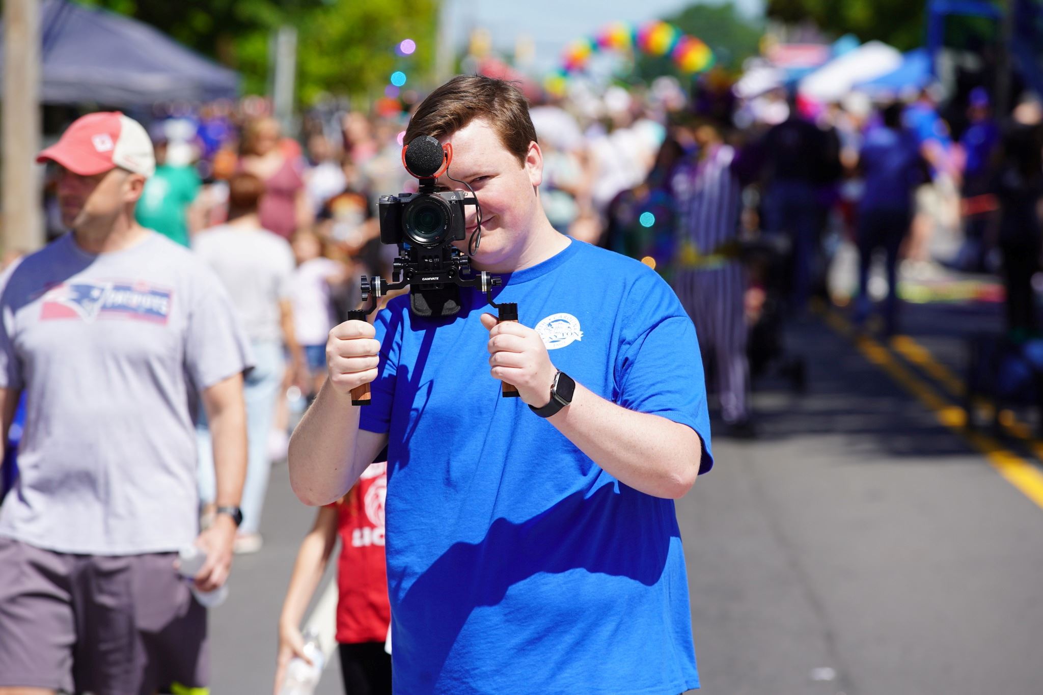 Daniel Bizzell records video at Town of Clayton Square to Square Event