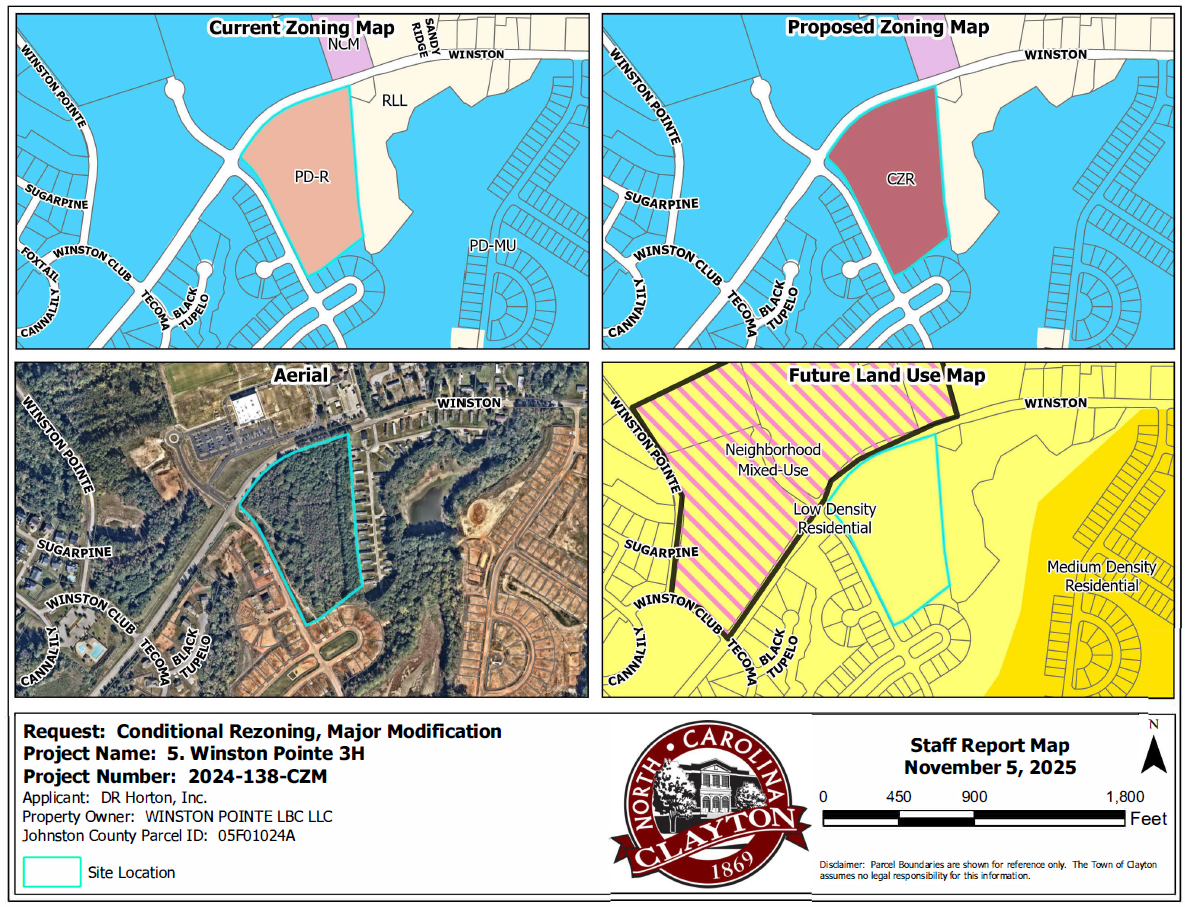 Four maps labeled Current Zoning Map, Current Town Limits Map, Aerial, and Future Land Use Map